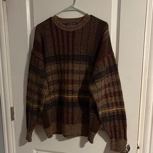 Grandpa Plaid Sweater - Brown and Yellow